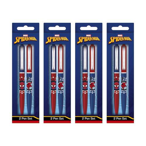 4x 2pc Marvel Comics Spider-Man Web Premium Ballpoint Pen Set Click Top
