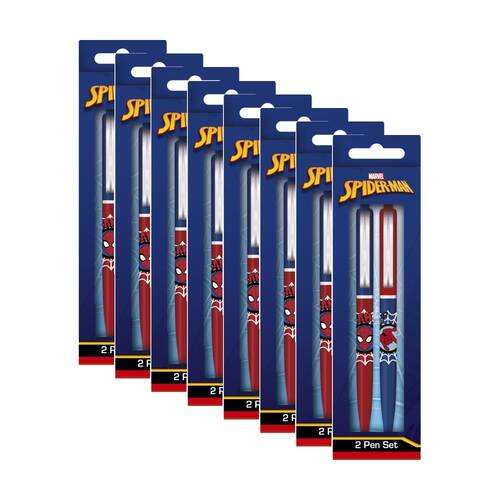 8x 2pc Marvel Comics Spider-Man Web Premium Ballpoint Pen Set Click Top