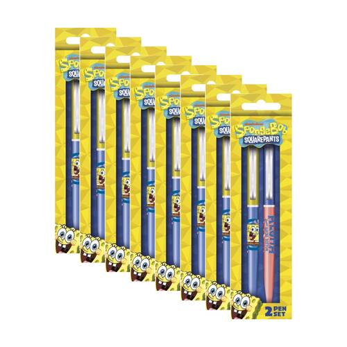 8x 2pc Spongebob Aloha Premium Ballpoint Pen Set Satin Finish Click Top