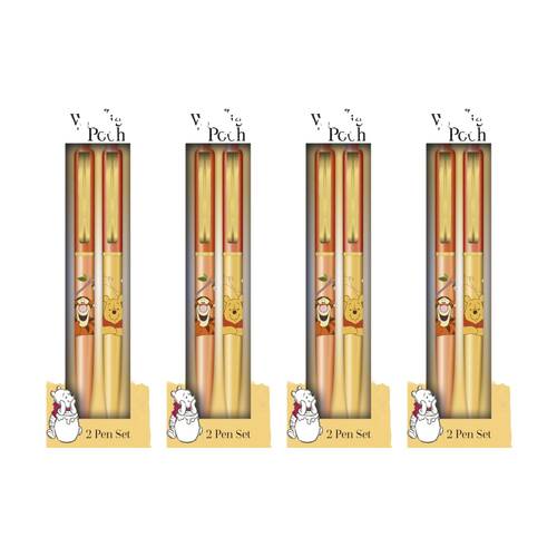 4x 2pc Disney Winnie The Pooh Characters Premium Ballpoint Pen Set Click Top