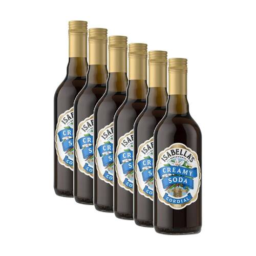 6PK Isabella's Creamy Soda Flavoured Concentrated Cordial Bottle 700ml