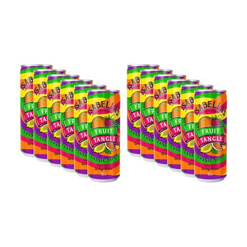 12PK Isabella's Fruit Tangle Flavoured Classic Soda Can Soft Drink 355ml