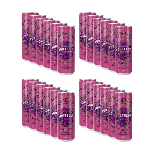 24PK Isabella's Portello Grape & Berry Flavoured Soda Can Soft Drink 355ml