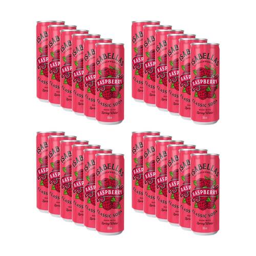 24PK Isabella's Raspberry Classic Flavoured Soda Can Soft Drink 355ml