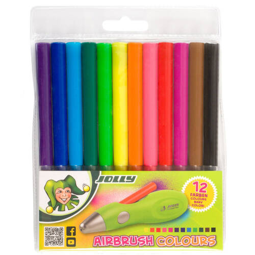 12pc Jolly Kids Art & Craft Refill Set Compatible W/ Airbrush Multicolour