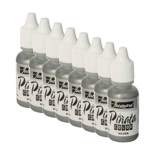8PK Jacquard Pinata Colours 14ml Acrylic Paint Art/Craft - Silver