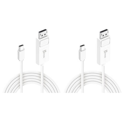 2PK J5Create USB-C To USB-A 4K DisplayPort Multi Monitor Cable White