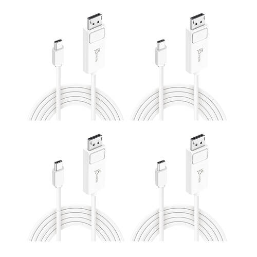 4PK J5Create USB-C To USB-A 4K DisplayPort Multi Monitor Cable White