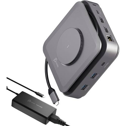 J5Create 12 Port USB-C Display Extender Dock W/Wireless Charger & 140W PD