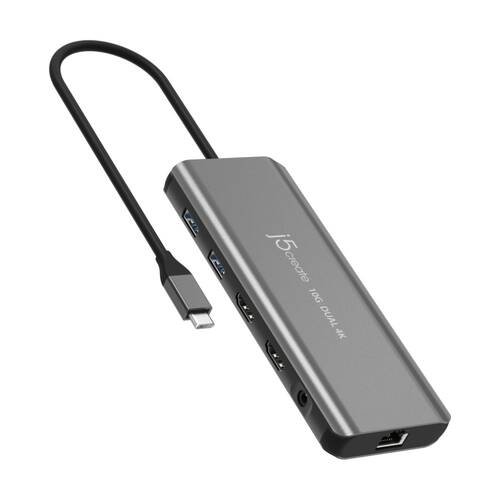 J5Create 6 Port PD USB-C Dual 4K HDMI Mini Dock W/ Gigabit Ethernet 10Gbps 100W