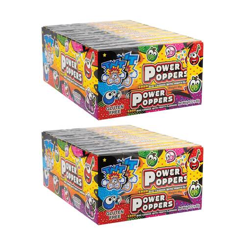 24PK TNT Power Poppers 100g Fruit Flavour Chewy Sour Lollies/Gummies