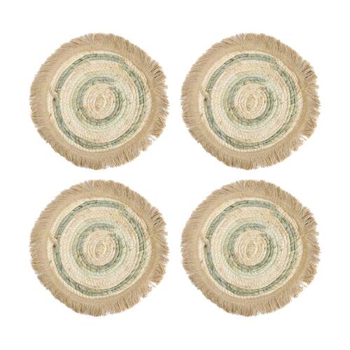 4PK LVD Amazon Corn Husk/Sea Grass Kitchen Placemat 30x30cm Beige/Green/Cream