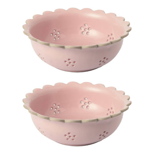 2PK Jamie Oliver Big Love Beautiful Berry Easy Draining Pink Stoneware Bowl 20cm