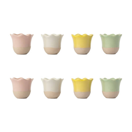 2x 4pc Jamie Oliver Mixed Colour Big Love Excellent Stoneware Egg Cups 6cm