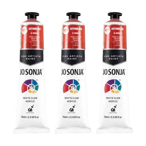 3PK Jo Sonja Acrylic Colour Series Artist Craft Paint 75mL Tube Autumn Red
