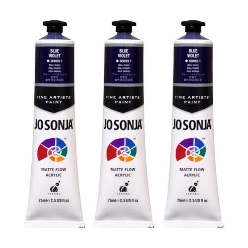 3PK Jo Sonja Acrylic Colour Series Artist Craft Paint 75mL Tube Blue Violet