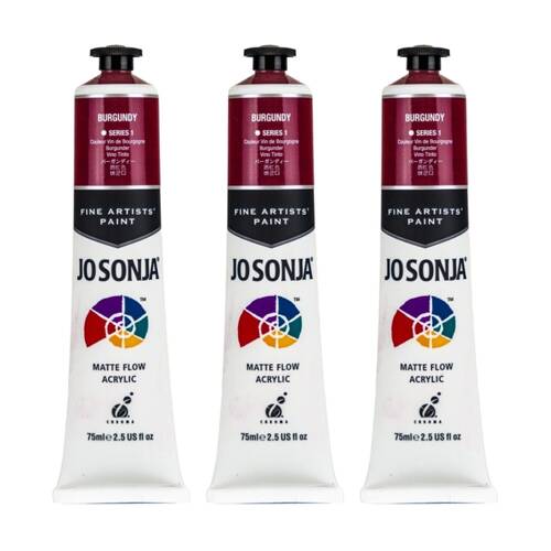 3PK Jo Sonja Acrylic Colour Series Artist Craft Paint 75mL Tube Burgundy