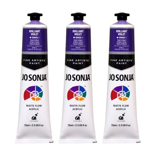 3PK Jo Sonja Acrylic Colour Series Artist Craft Paint 75mL Tube Brilliant Violet