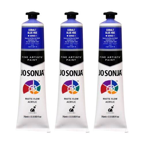 3PK Jo Sonja Acrylic Colour Series Artist Craft Paint 75mL Tube Cobalt Blue Hue