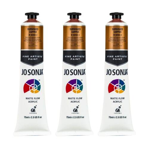 3PK Jo Sonja Acrylic Colour Series Artist Craft Paint 75mL Tube Burnish Copper