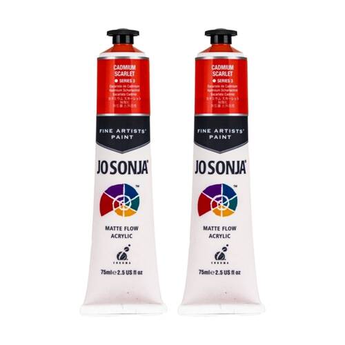 2PK Jo Sonja Acrylic Colour Series Artist Craft Paint 75mL Tube Cadmium Scarlet