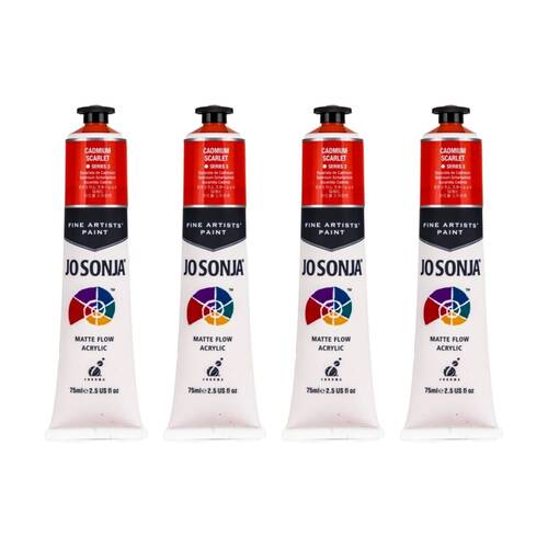 4PK Jo Sonja Acrylic Colour Series Artist Craft Paint 75mL Tube Cadmium Scarlet