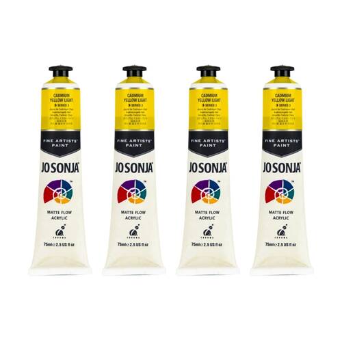 4PK Jo Sonja Acrylic Colour Series Artist Paint 75mL Tube Cadmium Yellow Light