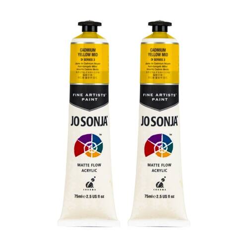 2PK Jo Sonja Acrylic Colour Series Artist Paint 75mL Tube Cadmium Yellow Mid