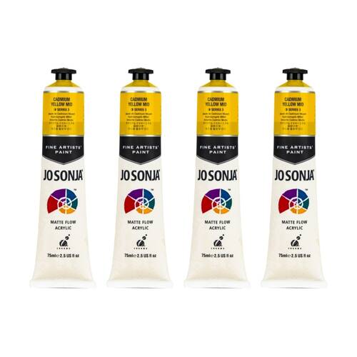 4PK Jo Sonja Acrylic Colour Series Artist Paint 75mL Tube Cadmium Yellow Mid