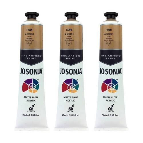3PK Jo Sonja Acrylic Colour Series Artist Craft Paint 75mL Tube Fawn