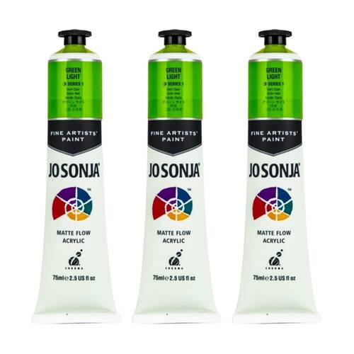 3PK Jo Sonja Acrylic Colour Series Artist Craft Paint 75mL Tube Green Light