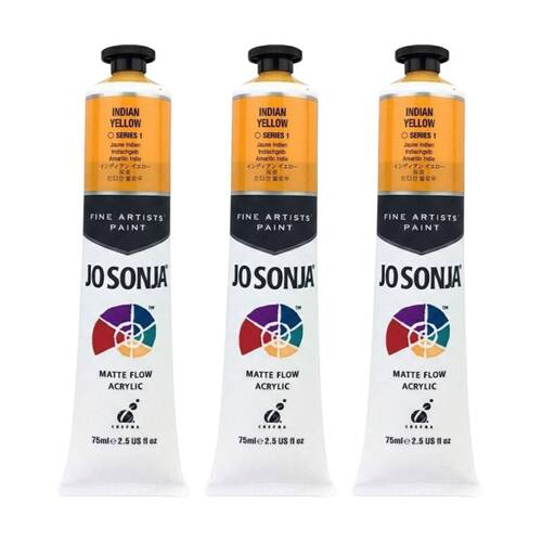 3PK Jo Sonja Acrylic Colour Series Artist Craft Paint 75mL Tube Indian Yellow