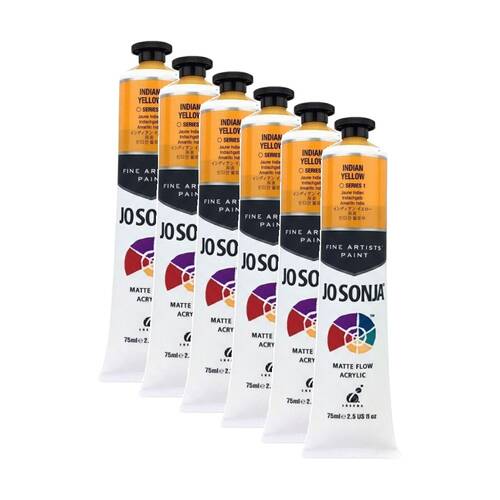 6PK Jo Sonja Acrylic Colour Series Artist Craft Paint 75mL Tube Indian Yellow