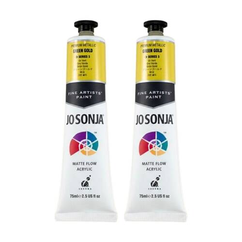 2PK Jo Sonja Metallic Colour Series Acrylic Artist Paint 75mL Tube Green Gold