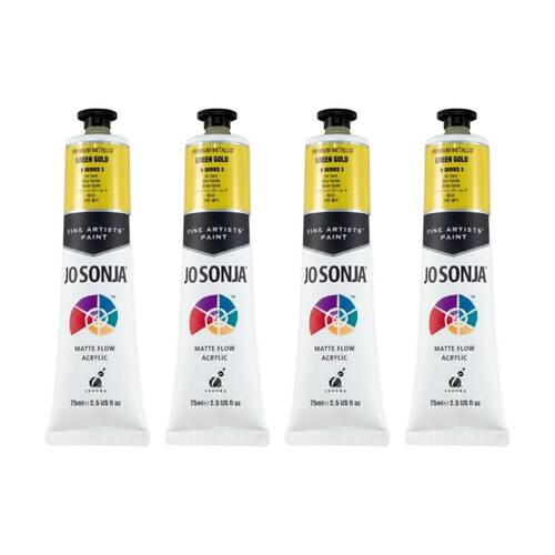 4PK Jo Sonja Metallic Colour Series Acrylic Artist Paint 75mL Tube Green Gold