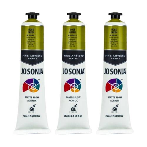 3PK Jo Sonja Acrylic Colour Series Artist Craft Paint 75mL Tube Moss Green
