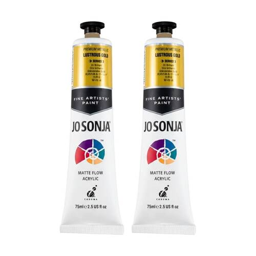 2PK Jo Sonja Metallic Colour Series Acrylic Artist Paint 75mL Tube Lustrous Gold