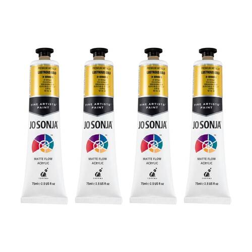 4PK Jo Sonja Metallic Colour Series Acrylic Artist Paint 75mL Tube Lustrous Gold