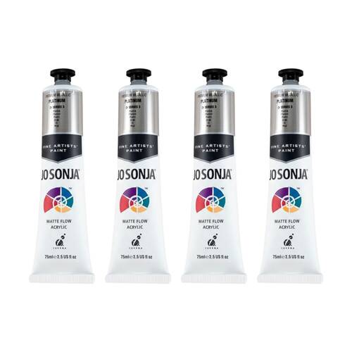 4PK Jo Sonja Metallic Colour Series Acrylic Artist Paint 75mL Tube Platinum