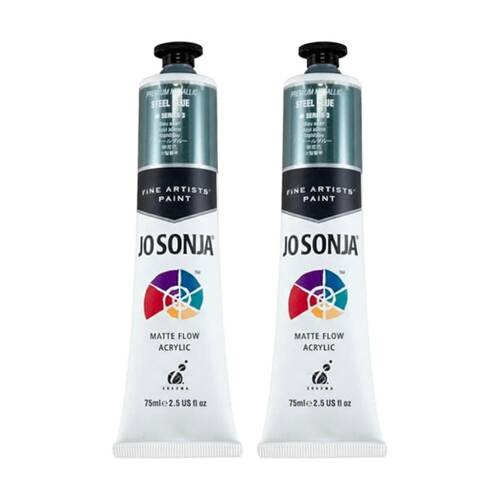 2PK Jo Sonja Metallic Colour Series Acrylic Artist Paint 75mL Tube Steel Blue