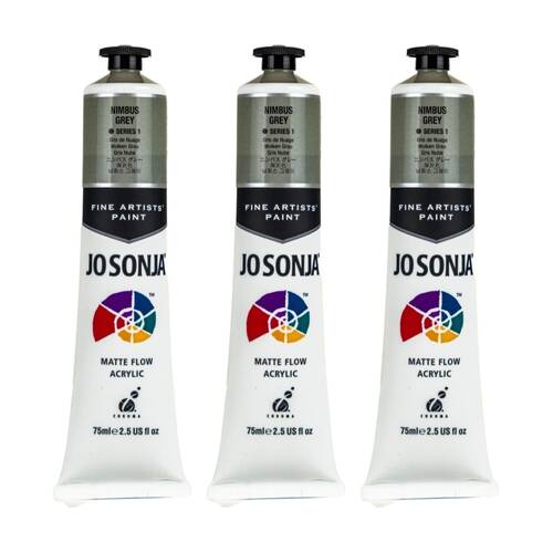 3PK Jo Sonja Acrylic Colour Series Artist Craft Paint 75mL Tube Nimbus Grey