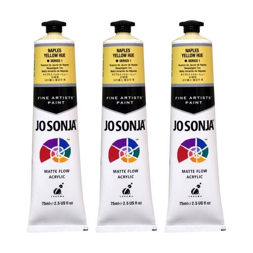 3PK Jo Sonja Acrylic Colour Series Artist Paint 75mL Tube Napthol Yellow Hue