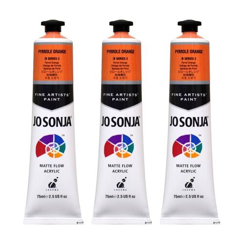 3PK Jo Sonja Acrylic Colour Series Artist Craft Paint 75mL Tube Orange