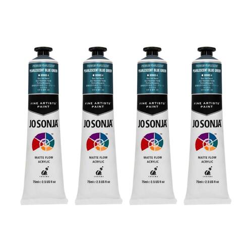 4PK Jo Sonja Pearlescent Colour Series Acrylic Artist Paint 75mL Tube Blue Green