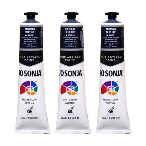 3PK Jo Sonja Acrylic Colour Series Artist Paint 75mL Tube Prussian Blue Hue