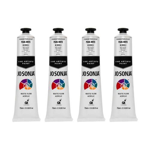 4PK Jo Sonja Pearlescent Colour Series Acrylic Paint 75mL Tube Pearl White