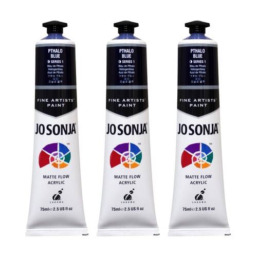 3PK Jo Sonja Acrylic Colour Series Artist Craft Paint 75mL Tube Pthalo Blue