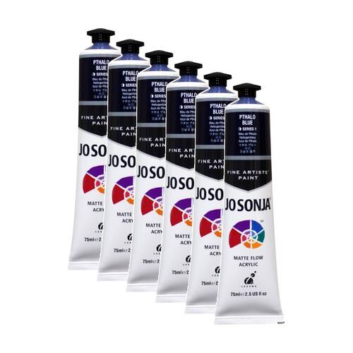 6PK Jo Sonja Acrylic Colour Series Artist Craft Paint 75mL Tube Pthalo Blue