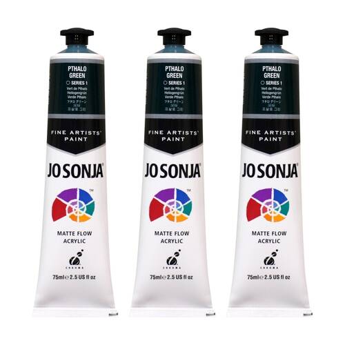 3PK Jo Sonja Acrylic Colour Series Artist Craft Paint 75mL Tube Pthalo Green