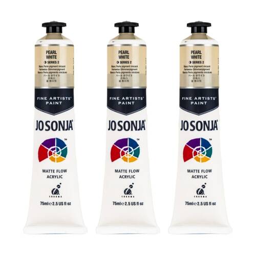 3PK Jo Sonja Acrylic Colour Series Artist Craft Paint 75mL Tube Pearl White